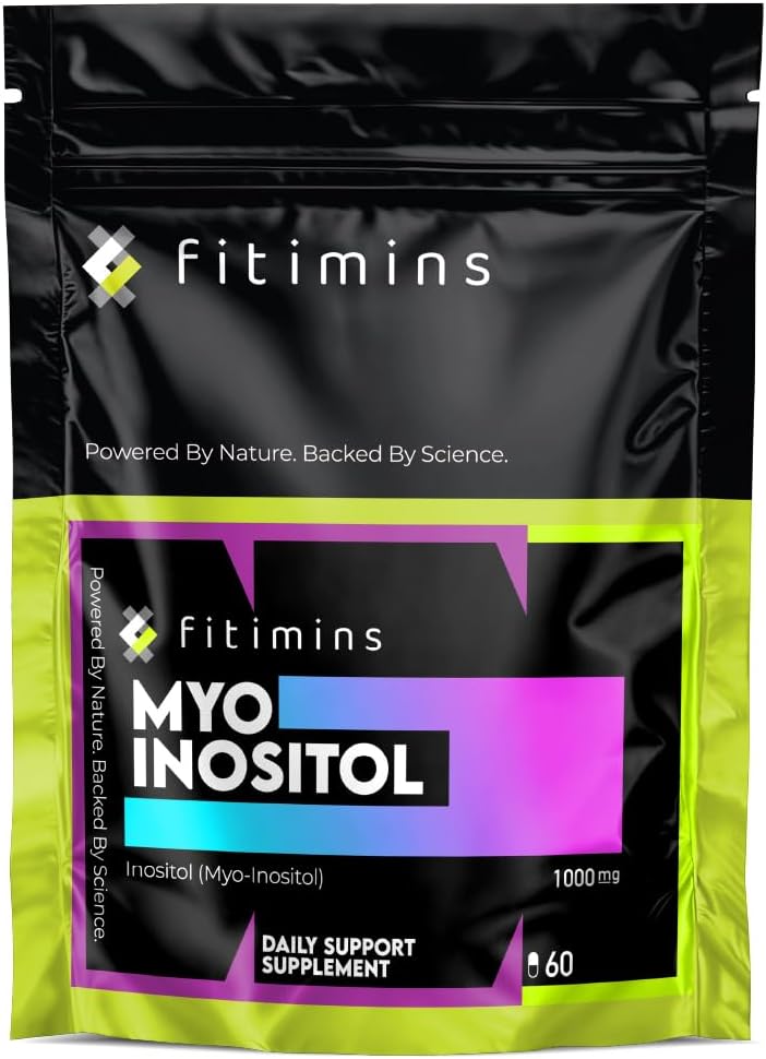 Myo-Inositol 1000mg | PCOS Supplement, Vitamin B8 | Myo Inositol Capsules Supporting Reproductive Health, Fertility & Hormone Balance for Women | 60 Vegan Capsules | 1-Month Supply | Fitimins