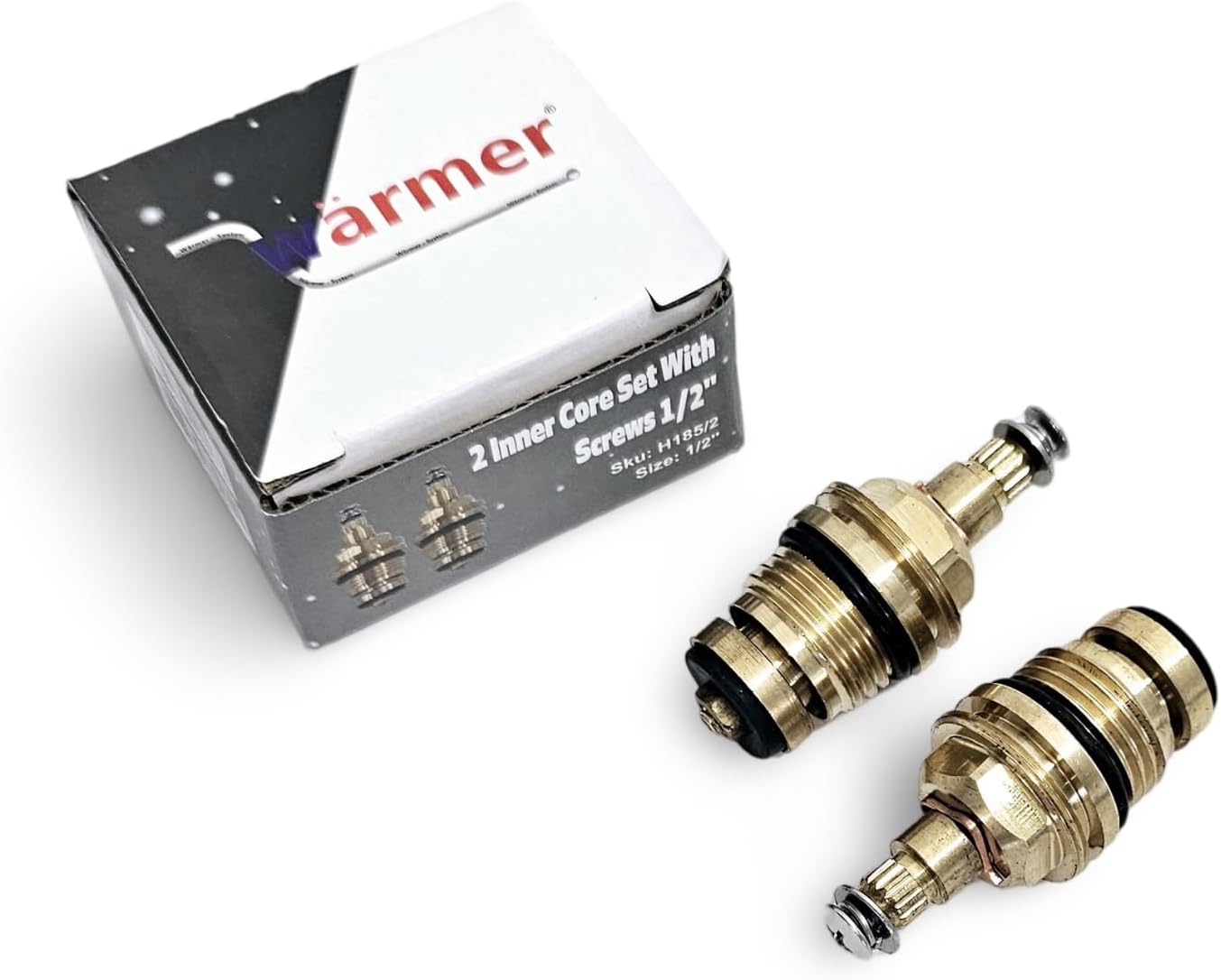 Replacement Brass Tap Valve Insert Gland Cartridge for 1/2 Inch Hot and Cold Double Handle Taps 15 Teeth