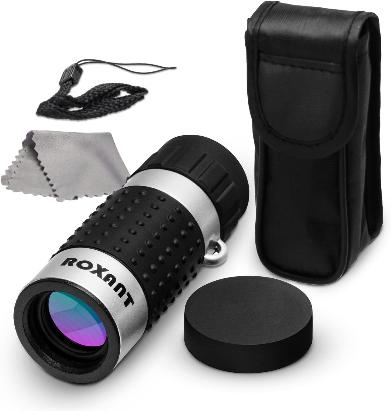 Roxant Mini Monocular Telescope - High Definition Ultra Light Pocket Telescopes - Includes Compact Monoculars, Neck Strap & Cleaning Cloth, Monoculars for Adults, High Powered Handheld Telescope