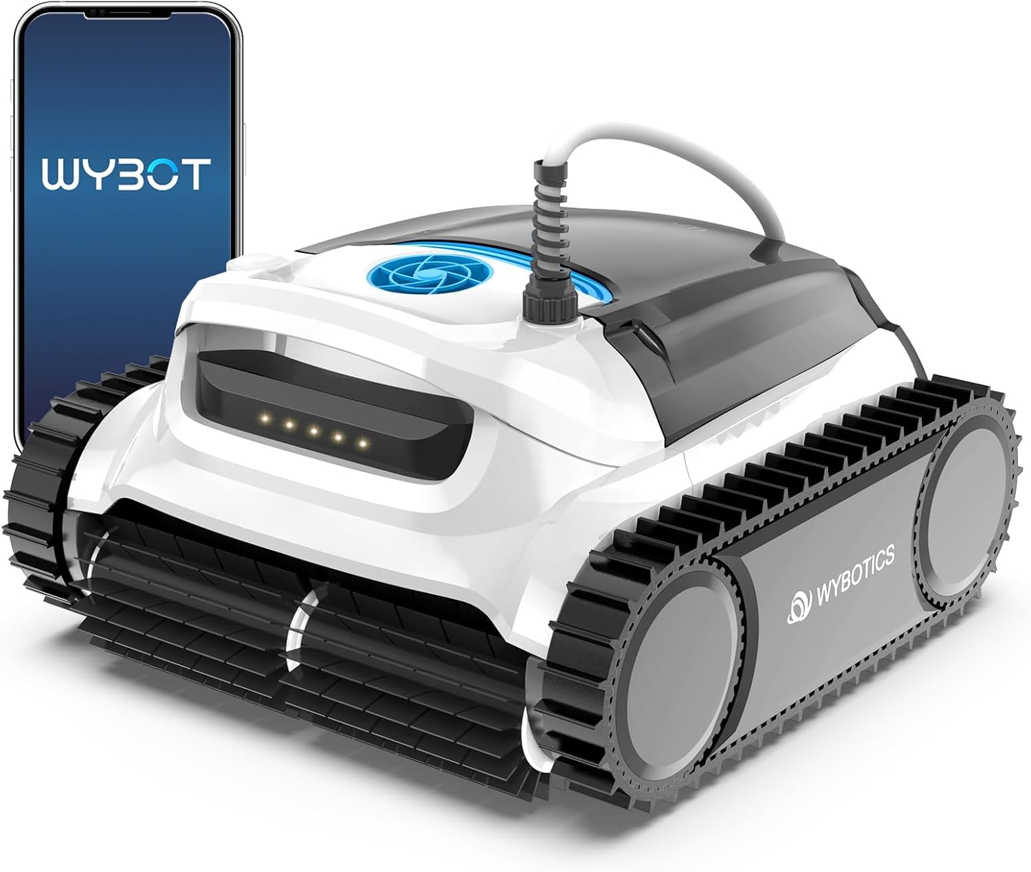 WYBOT M100 Corded APP Robotic Pool Cleaner with Wall Climbing, Smart Mapping Tech, Remote Control, Pool Vacuum Robot with Powerful Suction, Spot Cleaning, Ideal for In-Ground Pools up to 60ft
