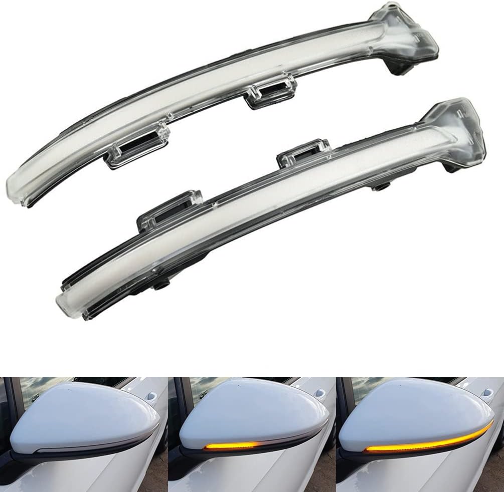 Clear Lens Sequential Turn Signal Light Dynamic LED Side Mirror Marker Blinker Lamp Assembly Compatible With Volkswagen Golf MK7 7.5 VII GTI R GTD TSI 2015+