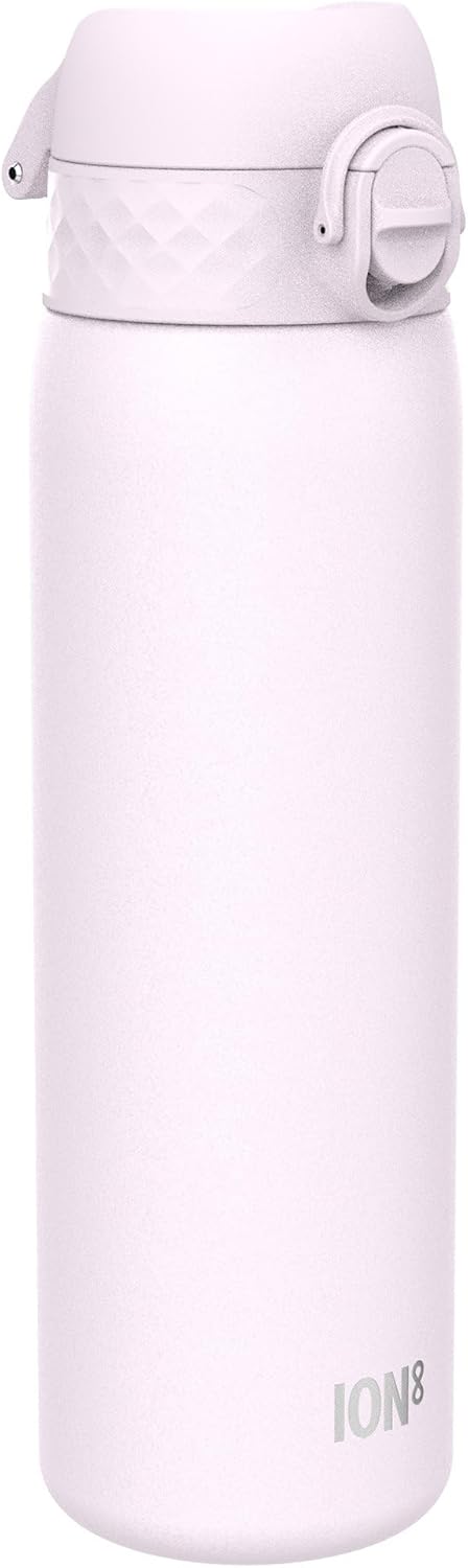 Ion8 Lightweight Steel Water Bottle, 600 ml/20 oz, Non-Insulated, Leak Proof, Easy to Open, Secure Lock, Dishwasher Safe, Flip Cover, Fits Cup Holders, Carry Handle, Metal Water Bottle, Lilac Dusk