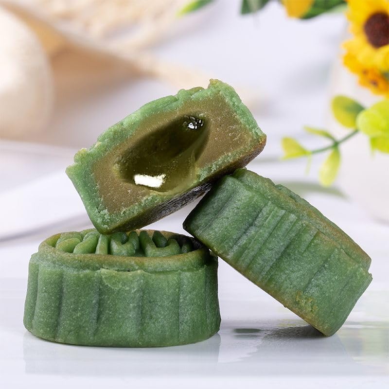 Chinese specialty mooncakes, instant fruit mooncakes, Mid Autumn gifts pack, matcha cookies, chocolate candy, ready-to-eat delicious soft cakes, Dim sum, breakfast bread (Matcha,6 packs)