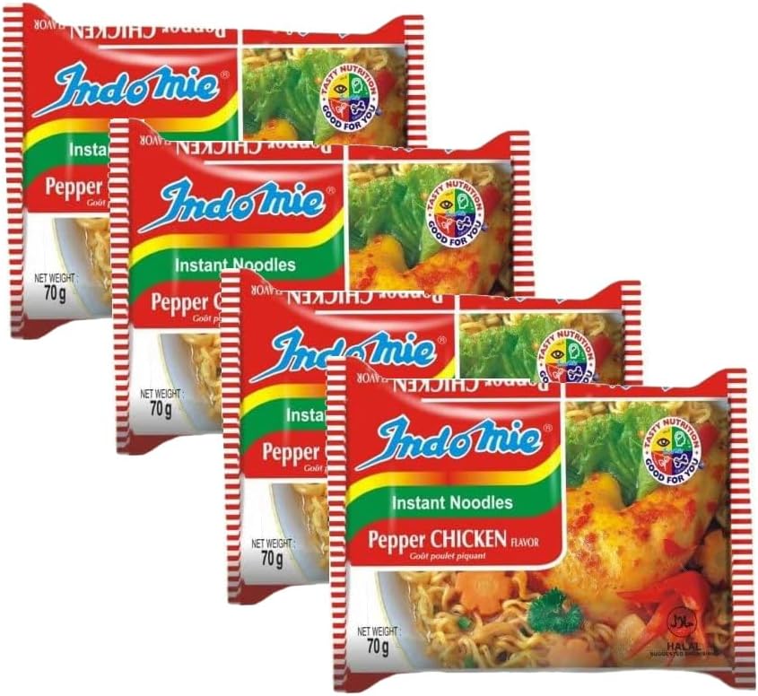 Indomie | Instant Pepper Chicken Noodles 70G | Ready to Easy Cook | Hot and Spicy | Indian Origin | Pack Of 4