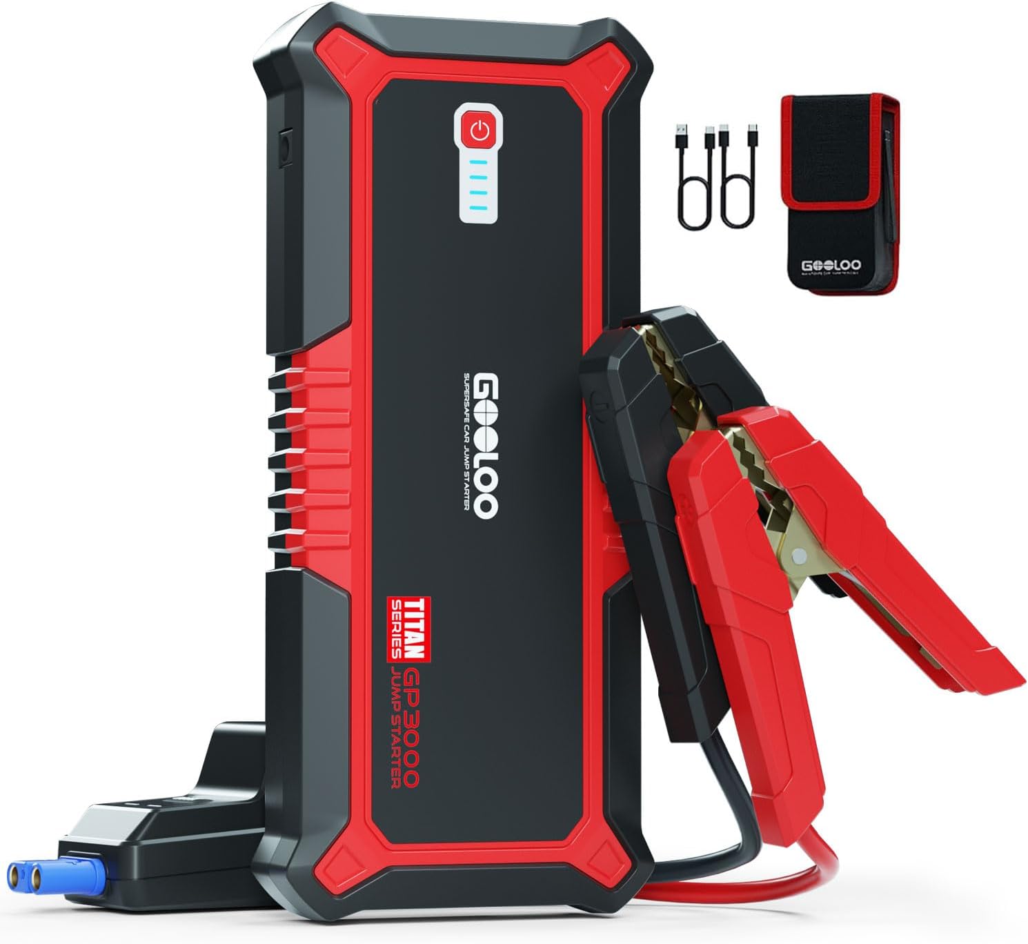 GOOLOO Portable Lithium Jump Starter 3000A Peak Car Starter for Up to 9L Gas or 7L Diesel Engine 12V Car Battery Booster Pack, Power Bank with USB Quick Charge, Type-C Port
