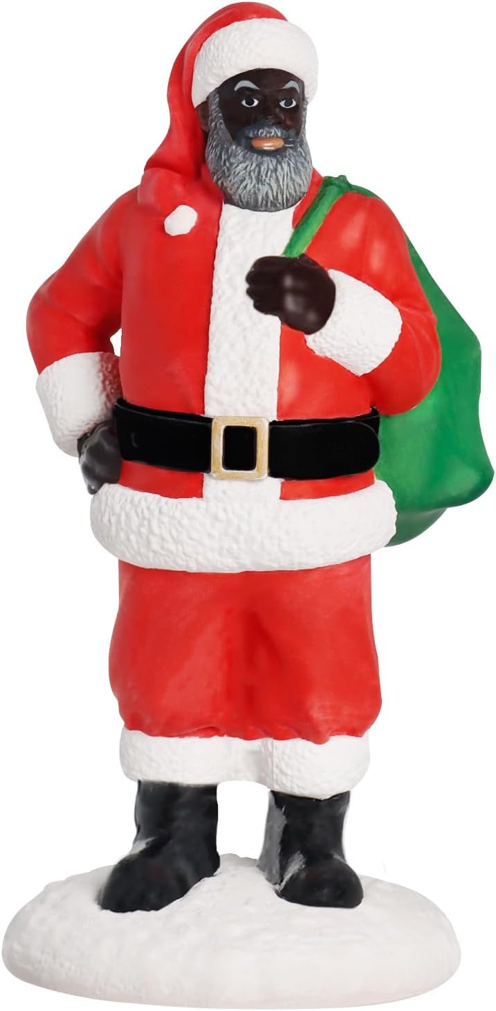 Bbiamsleep 3.85 Inch Black Santa African American Santa Claus Christmas Figurine African Santa Figurine Black Santa Statue Christmas Decor for Birthday Party Gift Winter Home Christmas Decor
