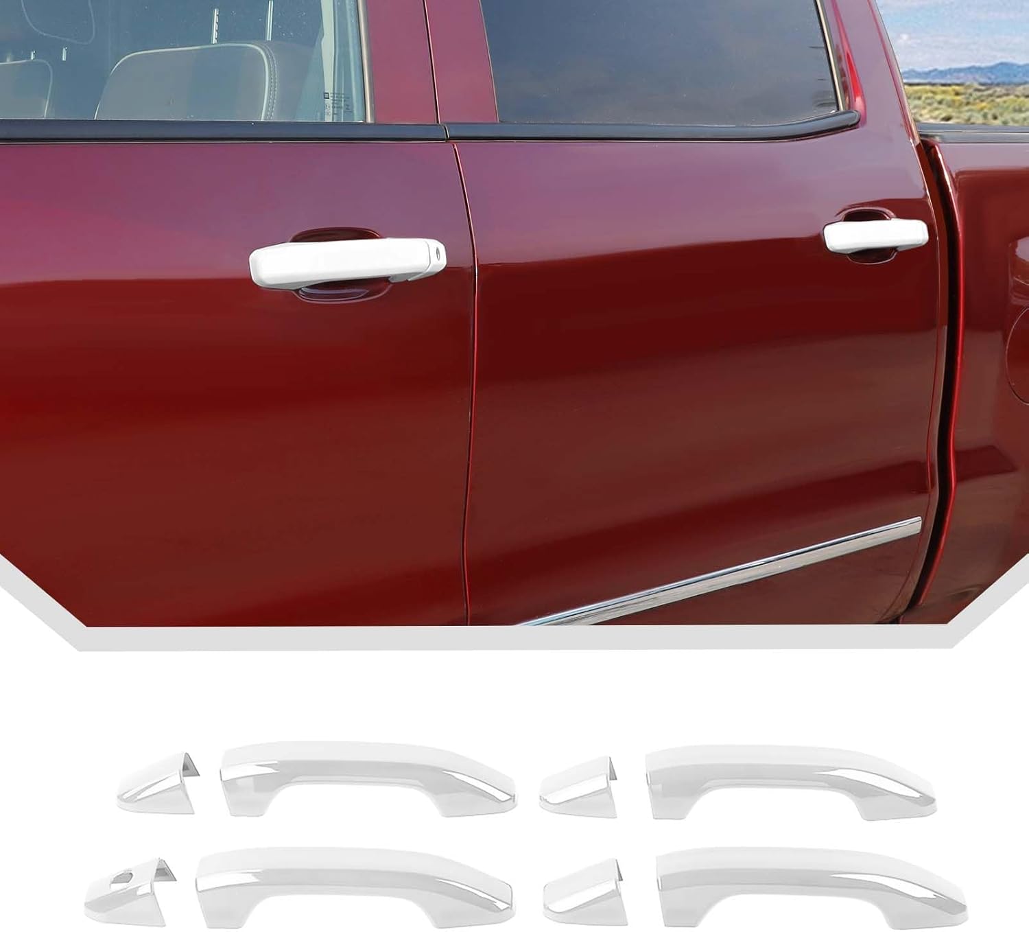 JeCar White Door Handle Cover Fit for Chevrolet Silverado/GMC-Sierra 2014+