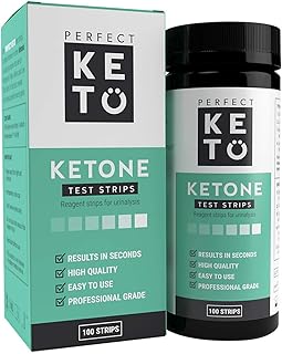 Perfect Keto Ketone Test Strips Kit for Testing Ketones on Low Carb Ketogenic Diet, Monitor Ketosis, Keto Diet Tracker, Urine Test Strips, 100 CT