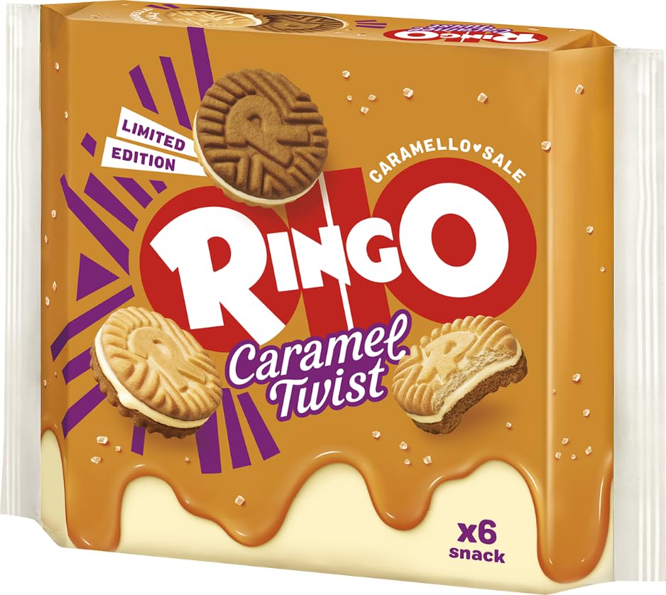 CAIYA Ringo Caramel Twist Limited Edition 2023 Biscotti Farciti con Crema al Caramello Salato 165g