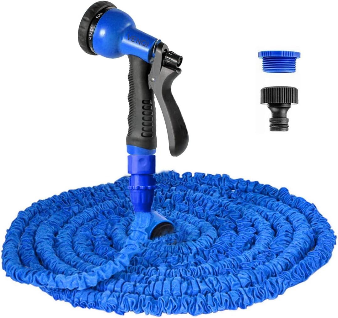 Expandable Garden Hose Pipe 25ft,25ft Flexible Expanding Magic Water Hose with 8-Pattern Spray Nozzle,Leak-Proof Stretch Hose Retractable 7.5m Hosepipes for Garden (25FT, Blue)