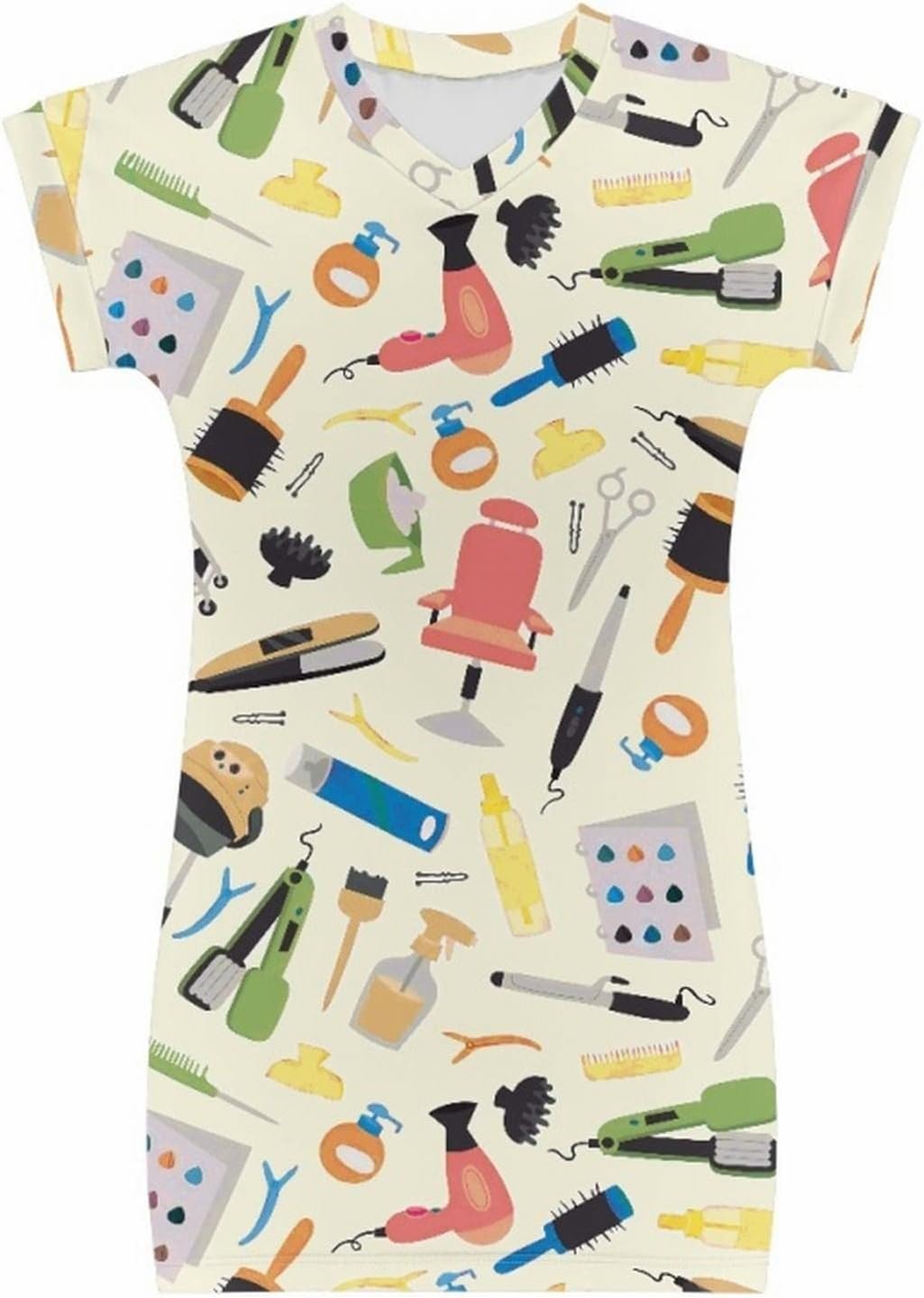 Heart Dress Toddler Girl Short Sleeve Crewneck Hair Dryer Scissors Print Dress for 4 to 15 Years Baby Girl Dress Crib Shoes