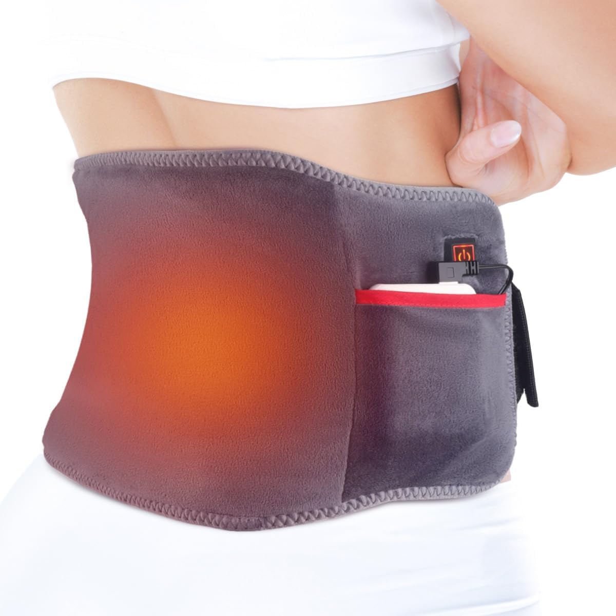 Comfheat Cordless Back Heating Pad Battery Powered for Back Pain Relief, Portable Lower Back Heating Pad, Battery Powered Heating Pads Heated Waist for Waist Pain, Cramps with 3 Heat, Auto-Off