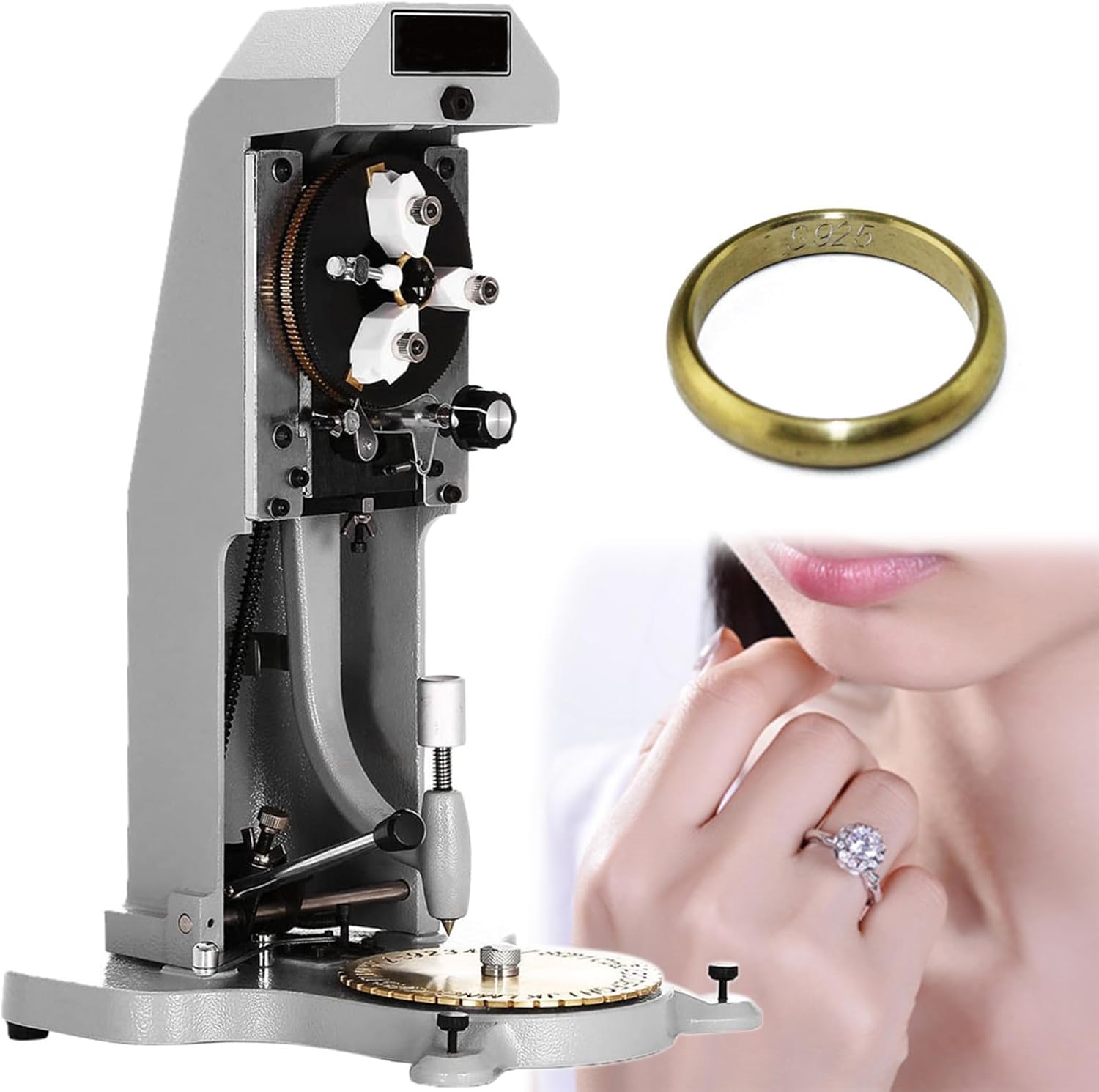 CAULO Rings Inner Engraver, Jewelry Inside Ring Engraver Machine with Two-Face Standard Letter Block Dial, Standard Letter Block Stamper