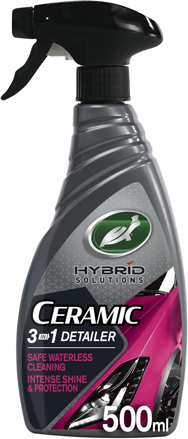Turtle Wax Hybrid Solutions Ceramic 3-in-1 Detailer, Waterless Car Detailing Spray, 500ml, Pack of 1, Fruity Scent, Acts as a Car Wash, Ceramic Polish and Wax, Leaving a Long Lasting Shine