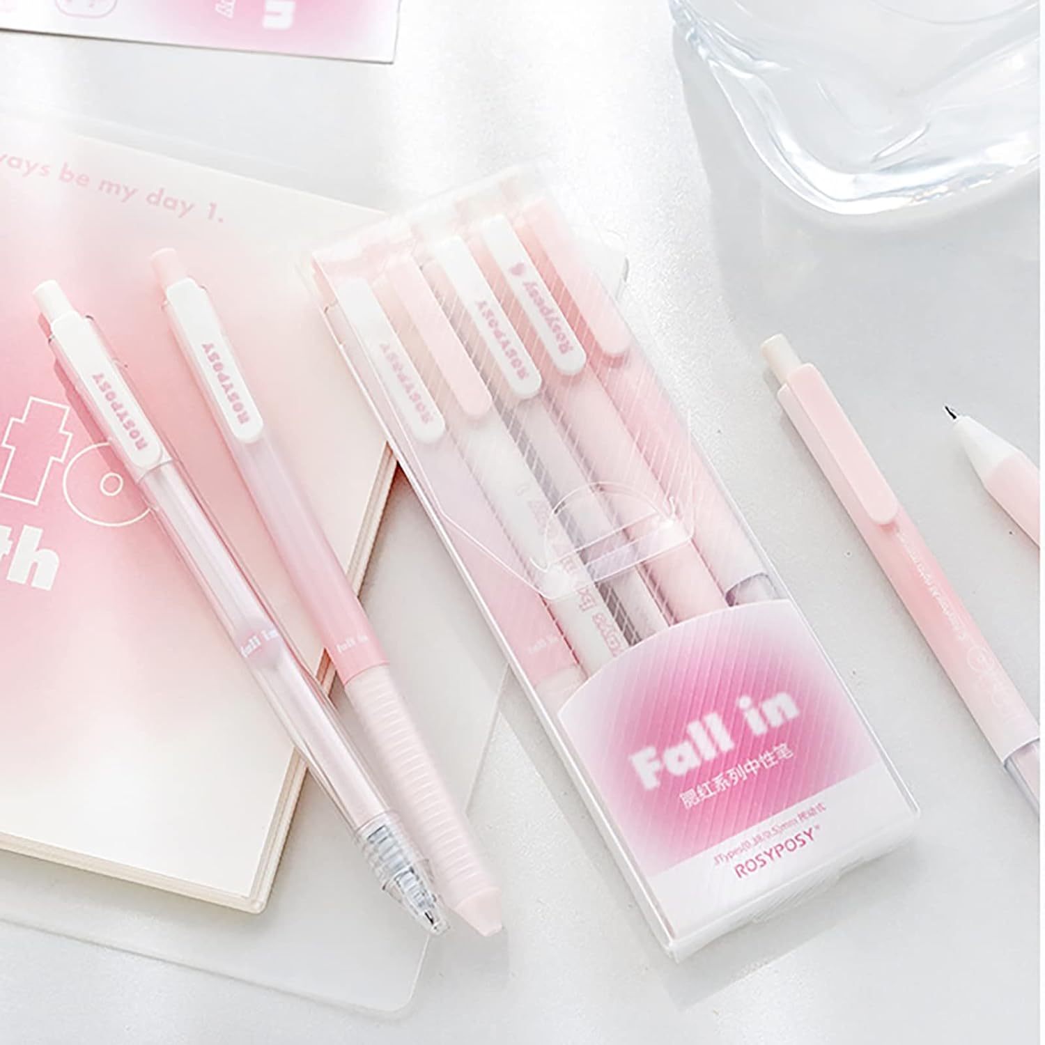 Doraking 5PCS Black Gel Ink Pens, 0.38mm/0.5mm Point Smooth Writing Pens Office Supplies for Women & Men, Note Taking (Pink)