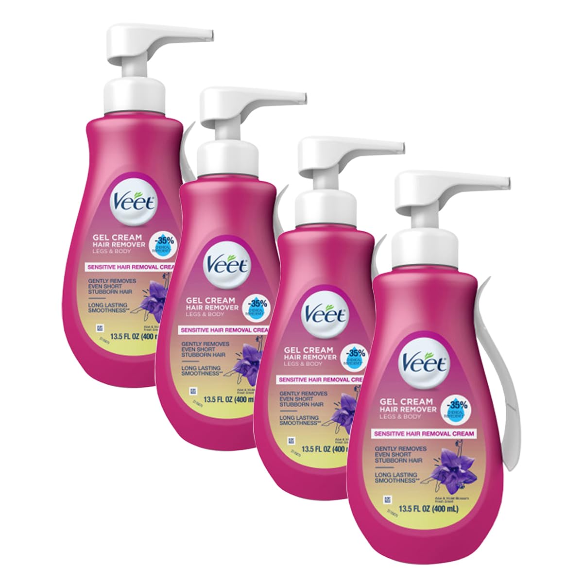 Veet Gel Hair Remover Cream, Sensitive Formula, 13.5 oz (Pack of 4)
