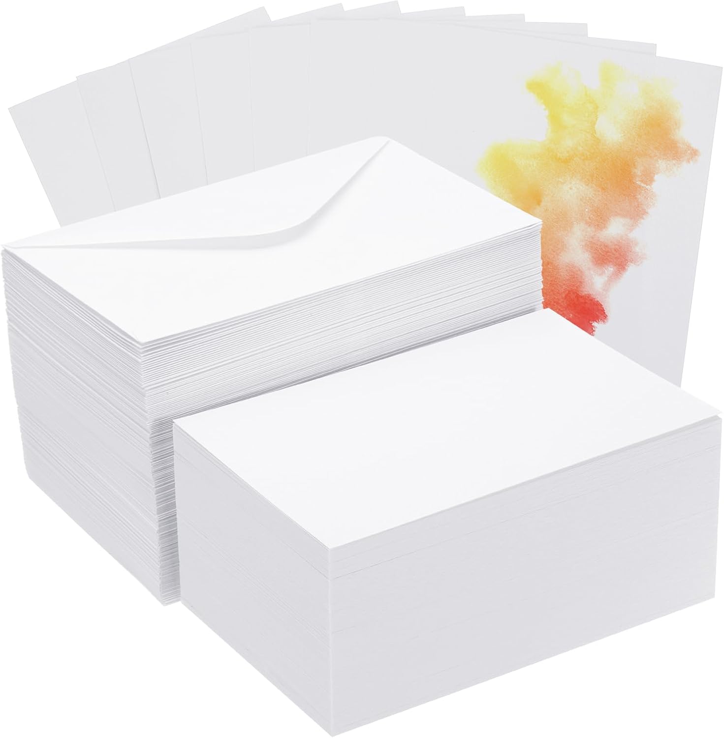 PATIKIL 50 Sets Pure Cotton Watercolor Cards 140lb/300 GSM Postcards with Envelopes for Art Painting Creative Thank Notes, 4x6 Inch