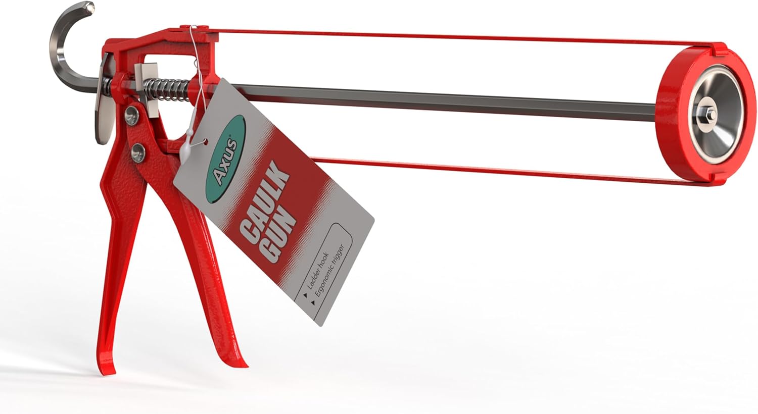 Axus Decor Caulking Gun - for C3/310ml and C4/400ml Cartridges - Heavy Duty Sealant Gun with Ladder Hook and Finger Contoured Grip - for Professional & DIY Enthusiasts, Red