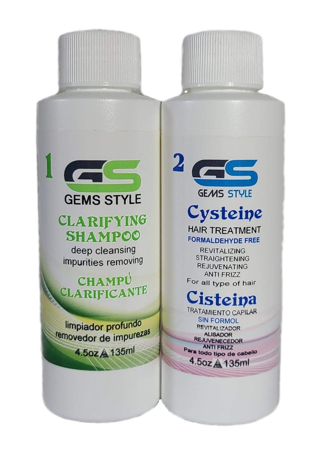 GS CYSTEINE Brazilian Smoothing Hair Treatment Professional Blowout Hair Straightening Long Lasting Organic Formaldehyde Free Plus FREE Clarifying Shampoo. (135ml e 4.5oz)