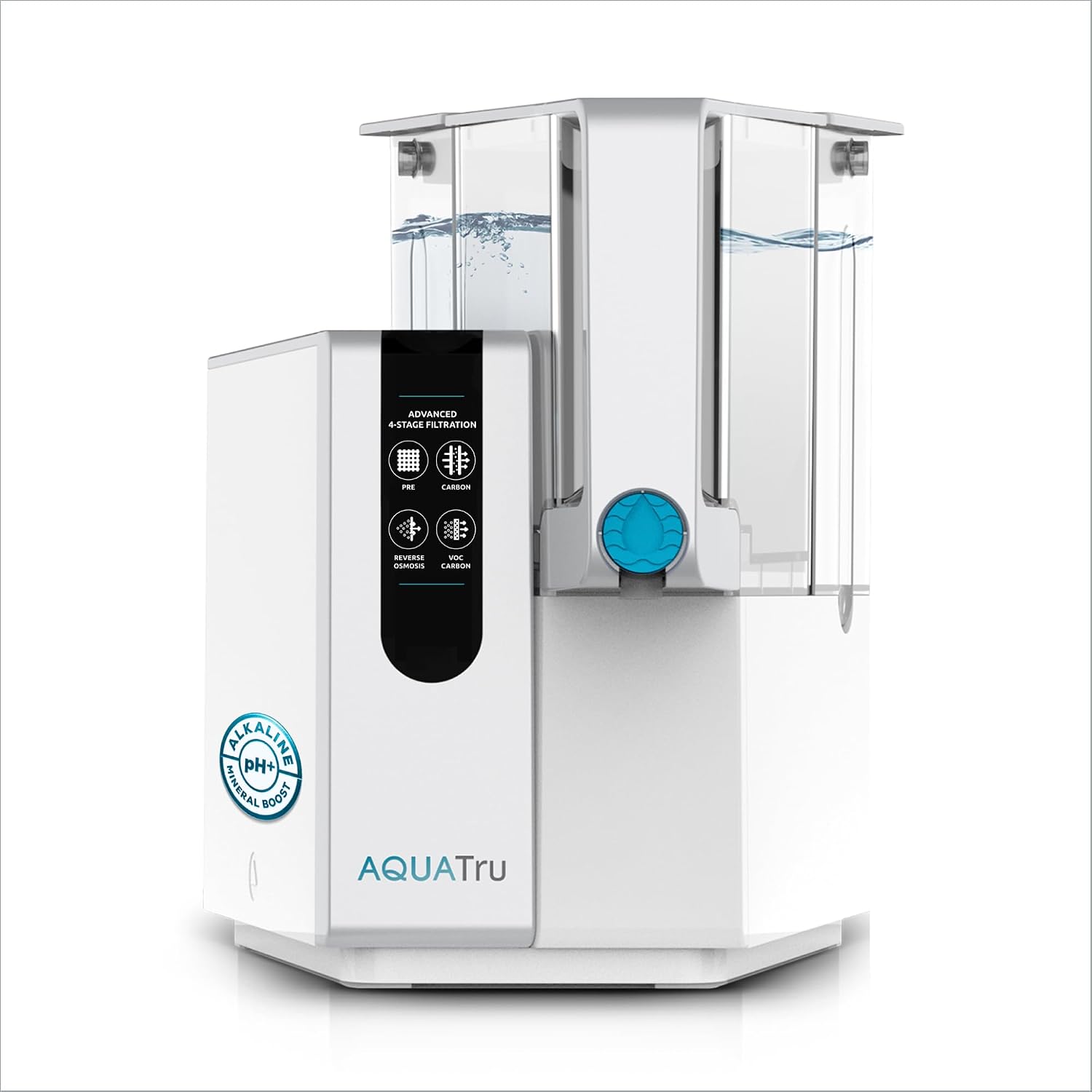 AquaTru Classic Alkaline Countertop Water Purifier | Certified 4-Stage Reverse Osmosis Filtration System Reduces 84 Contaminants Like Lead, Chromium 6, Forever Chemicals | No Plumbing | Add Minerals