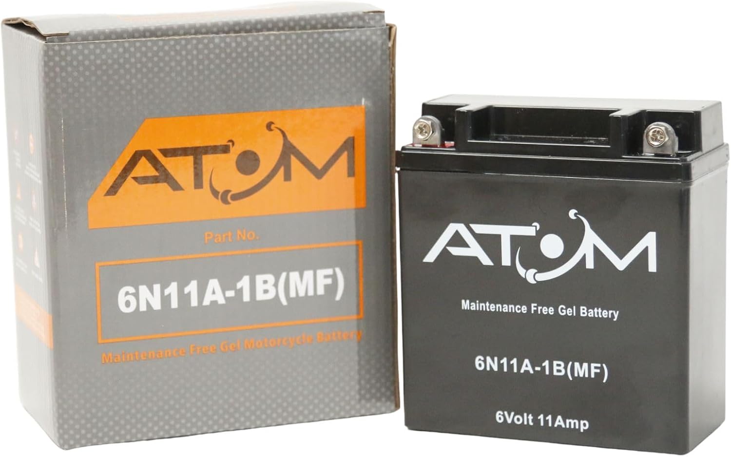 6N11A-1B - Atom Gel Motorcycle Battery Factory Sealed 6V 11Ah