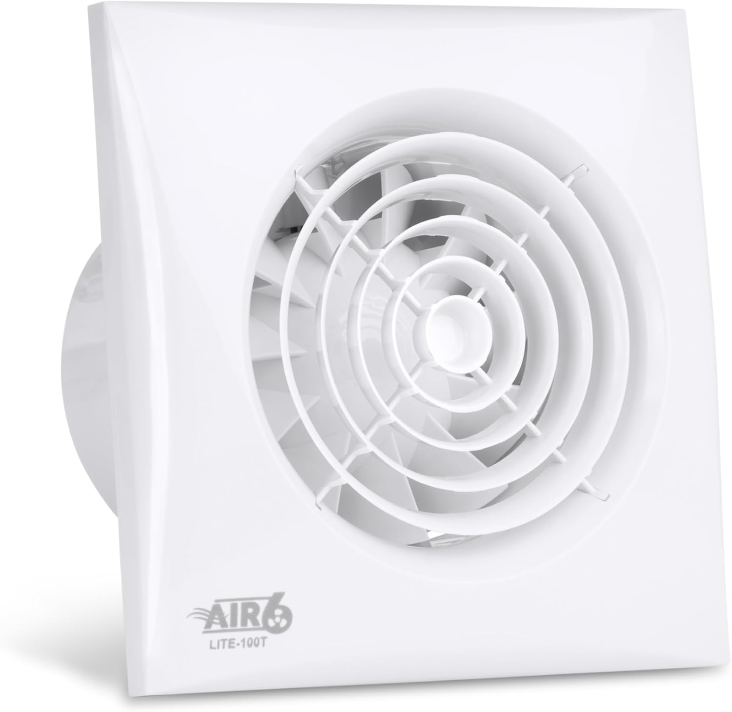 AIR 6 Lite-100T Powerful-95m3/h & Quiet-30dB(A) Extractor Fan with Timer for 4'' 100mm Ducting-White (100mm 4inches)