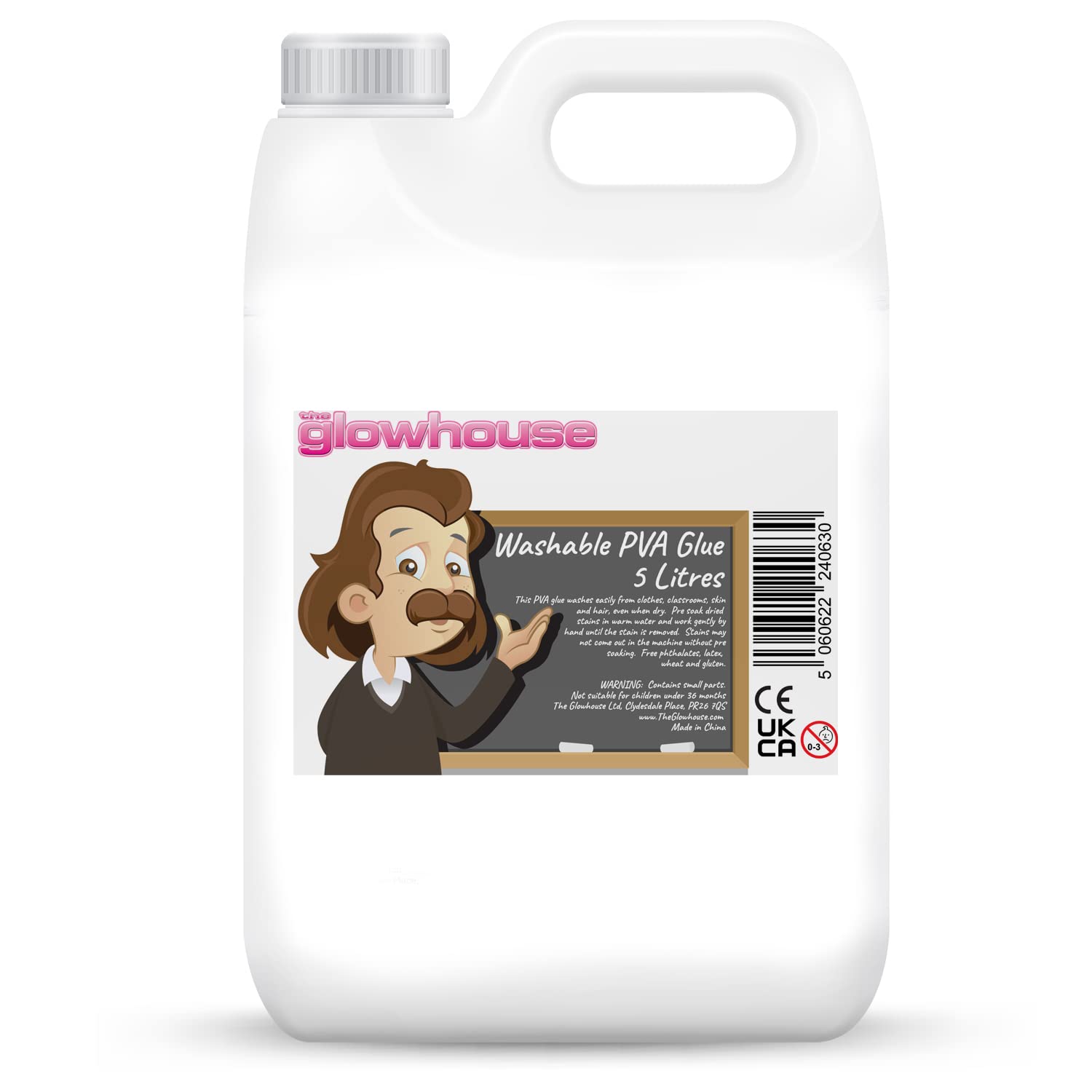 The Glowhouse Premium 5ltr Washable PVA Glue 5 Litre Eco Craft Glue School Glue Slime Glue (1 Pack)