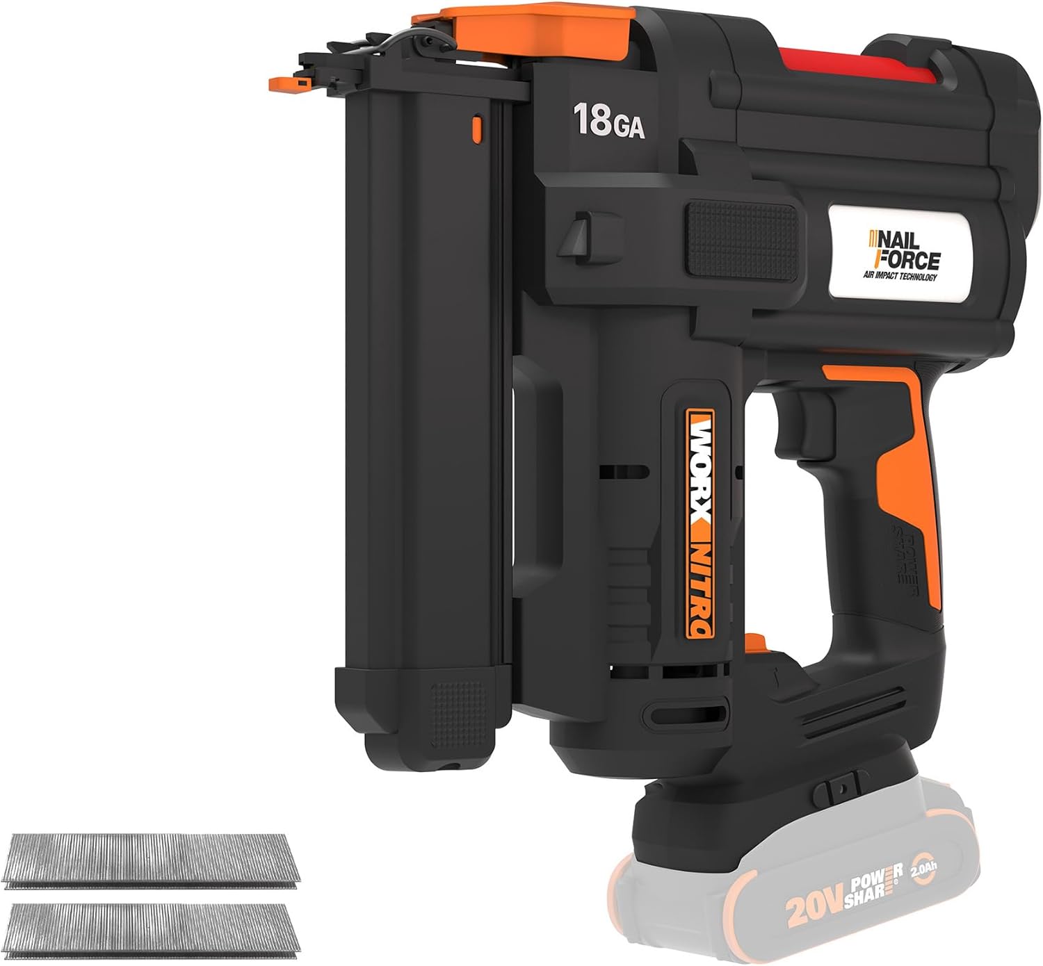 Worx Nitro 20V Cordless 18-Gauge Narrow Crown Stapler, Cordless Staple Gun Fires Up to 80 Staples/Min, Battery Powered Staple Gun with Tool-Free Jam Release WX844L.9 – Tool Only