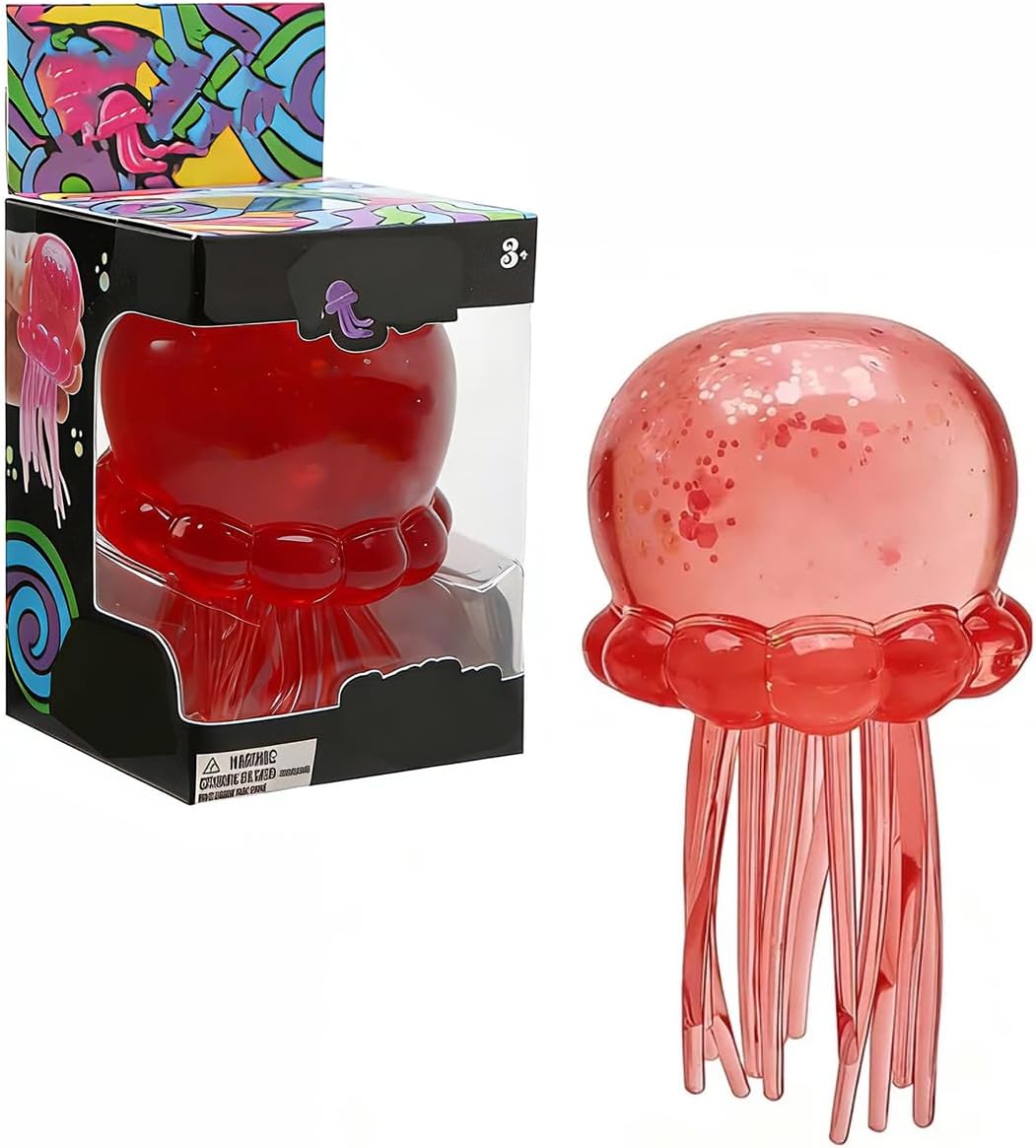 Jellyfish Squeeze Toys, Drop Malt Sugar Balls Relieve Stress, Sensory Toy with a Super Solid Squish for Adult, Squishy Ultra Squishy and Moldable Slow Rise (#Red)