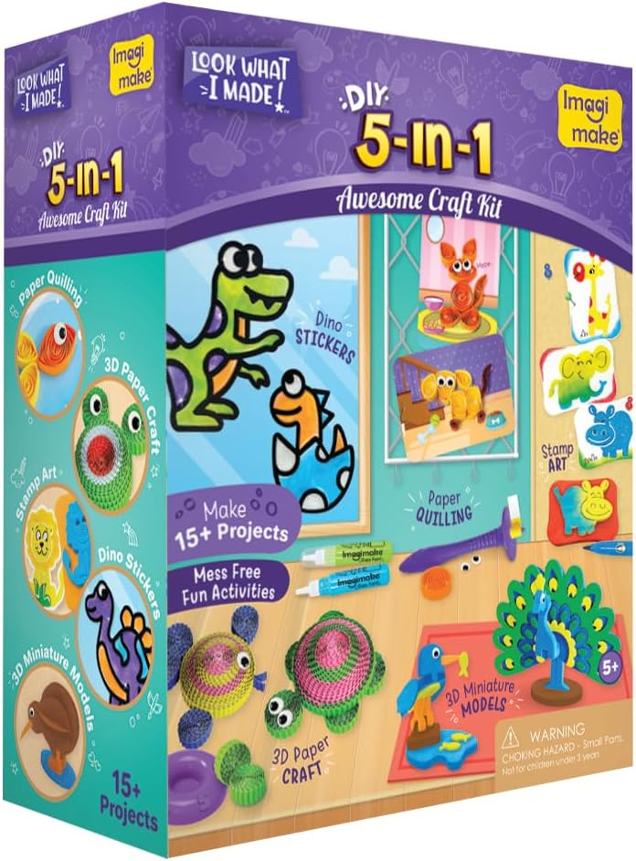 Imagimake 5-in-1 Awesome Craft Kit - Creative Toy & DIY Set for Kids - 5 Years and Above