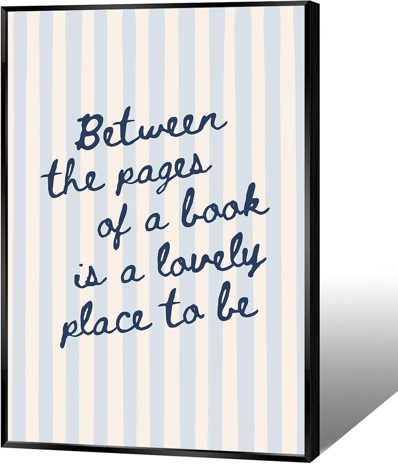 KIJDID Book Canvas Poster Between The Pages Of A Book Is A Lovely Place To Be Quote Wall Art Blue Minimalist Aesthetic Quote Art Print For Classroom Home Library Wall Decor 12x16in Unframed