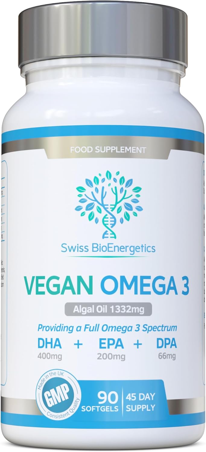 Vegan Omega 3 - Full Spectrum DHA, EPA & DPA - 90 Softgels of Life’s Omega Algal Oil - Ultimate Joint, Heart & Brain Health Supplement - Made in The UK