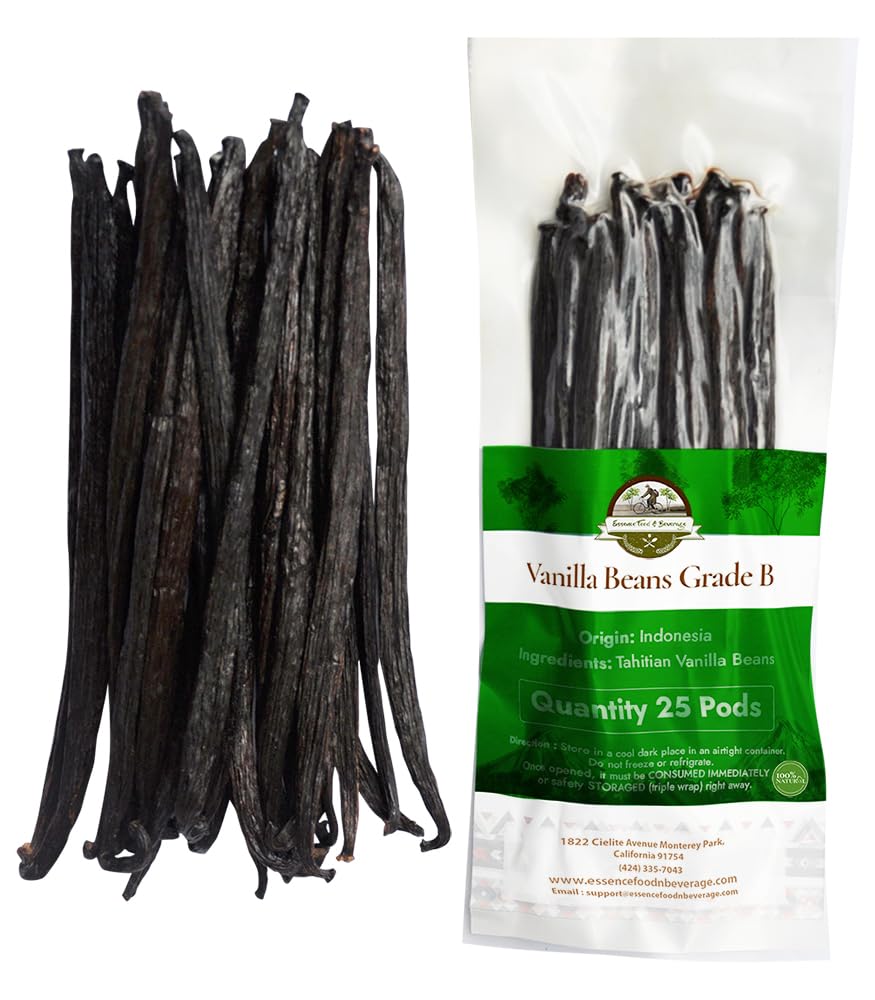 12 Aromatic Tahitian Vanilla Beans for Making Vanilla Extract, Whole Vanilla Beans Extract Grade 5-5.5 inches, Perfect Homemade Extract, baking and cooking (12 Beans) (12 Beans)