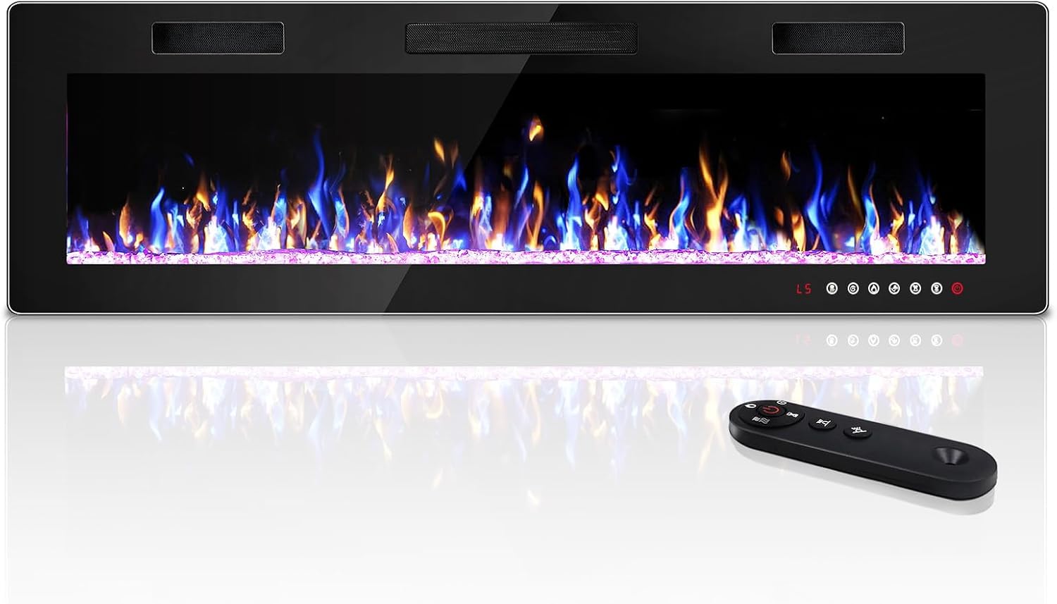 Electric Fireplace, 60" Recessed and Wall Mounted Electric Fireplace, Electric Fireplaces Inserts Heater, 750W/1500W Fire Places and Wall Electric Fireplaces with Remote Control