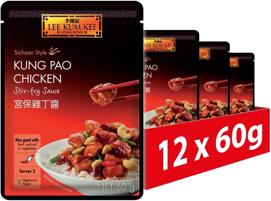 Lee Kum Kee Kung Pao Chicken Stir Fry Sauce, Sichuan Style, Vegan, 60 g (Pack of 12)