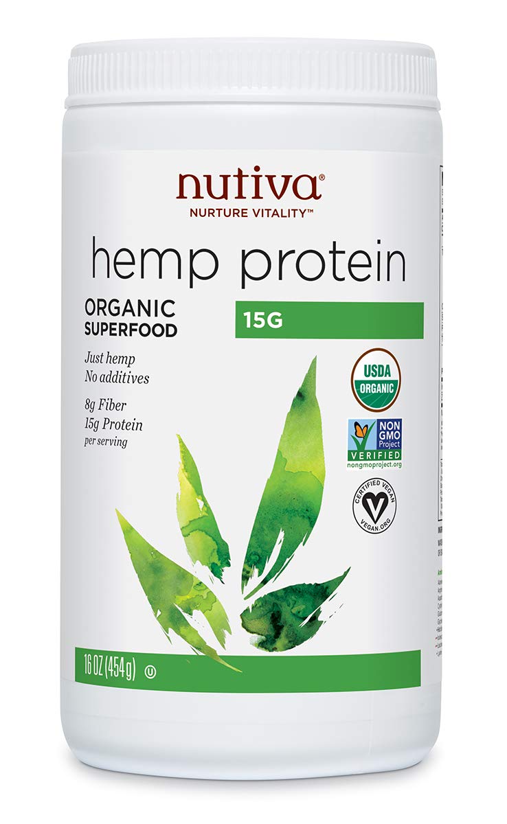Nutiva Organic, Cold-Processed Hemp Protein from non-GMO, Sustainably Farmed Canadian Hempseed, 15 G, 16 Ounces