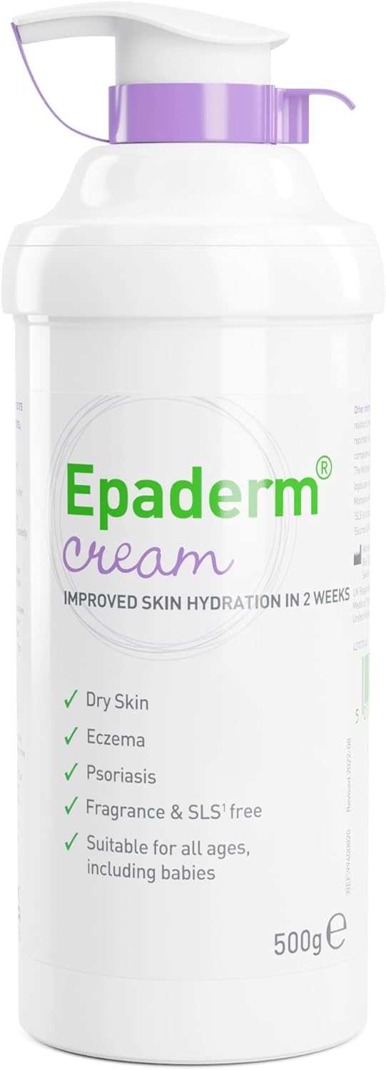 Epaderm Moisturising Cream for Dry Skin, including Eczema and Psoriasis, 500g Pump