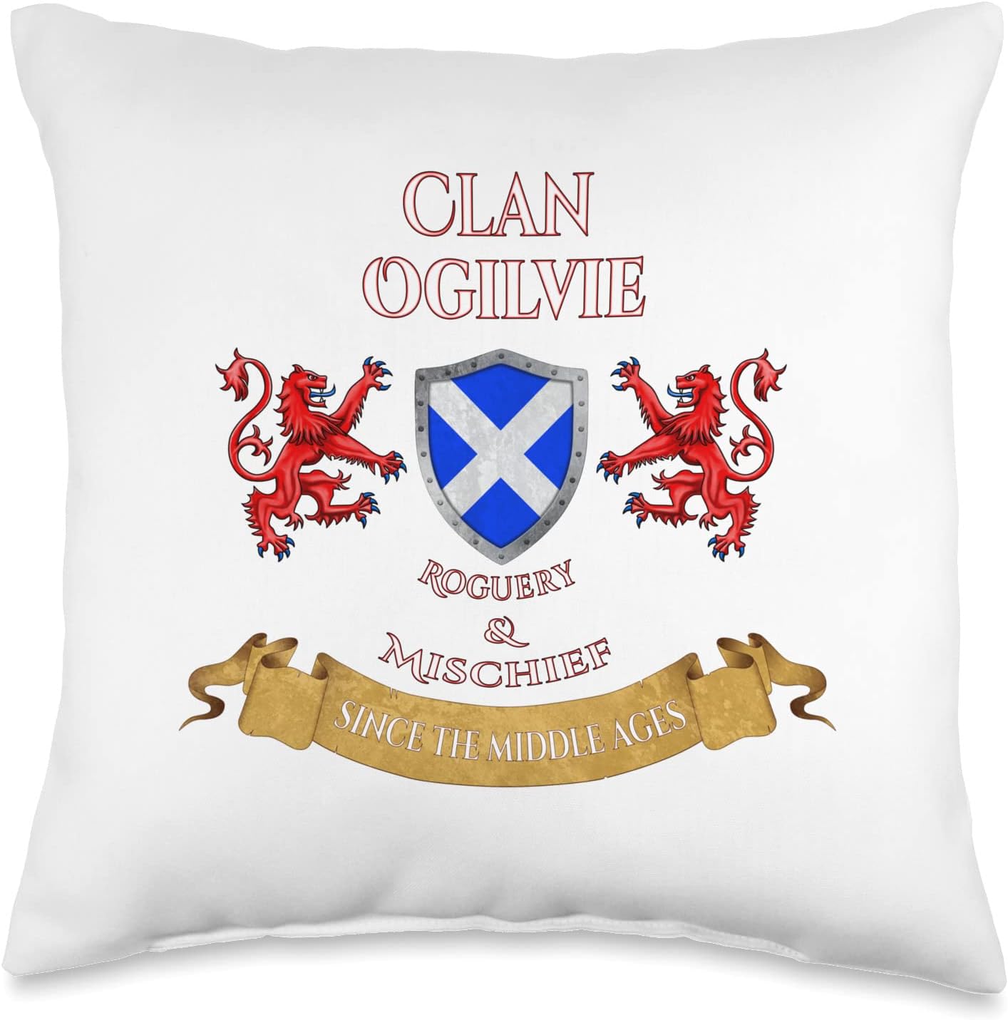 Ogilvie Scottish Family Clan Middle Ages Mischief Throw Pillow