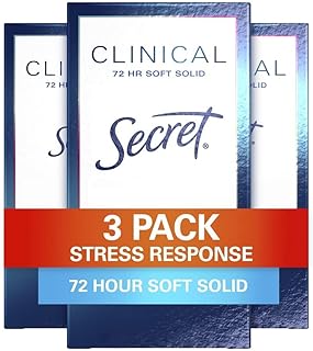 Secret Clinical Strength Antiperspirant and Deodorant for Women, Stress Response, 72hr Stress Sweat Protection, PH Balancing Minerals, Soft Solid, 1.6 oz (Pack of 3)