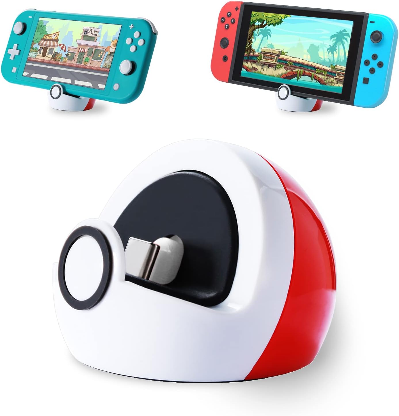 Antank Tiny Charging Dock Compatible with Nintendo Switch and Switch Lite, no Projection Charging Stand, Mini Portable Docking Station Easy for Travel Red & White