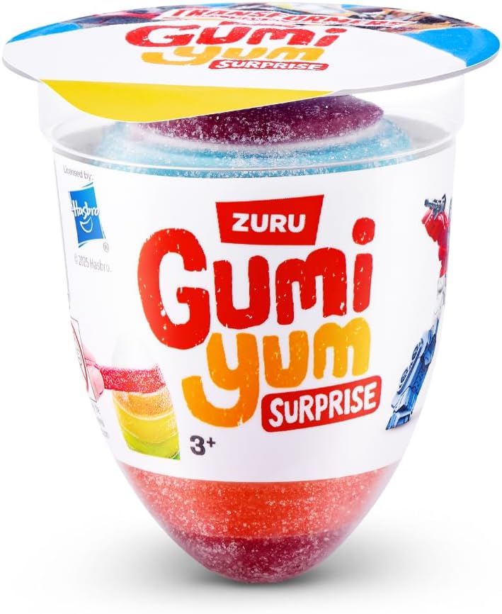 3 x Gumi Yum Surprise Egg Transformers 22g - Fruit Flavoured Gummy With A Surprise Toy Inside - 9 Toys To Collect, Including The Rare Bumblebee - 3+