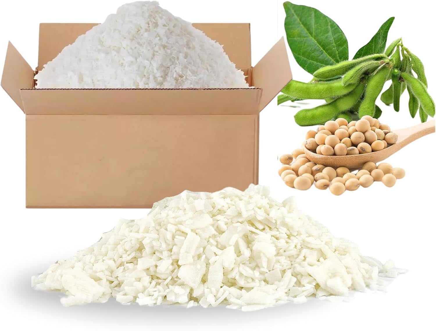 Pure Soy Wax Flakes 100% Natural, 1kg to 50kg, Melting Point 48-50°C, for Candles, DIY Soaps & Melts (5, Kilograms)