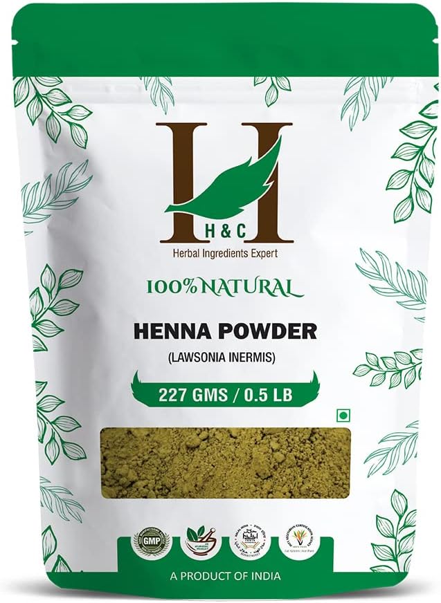 H&C 100% Pure Natural Henna Powder (Lawsonia Inermis) 227 Gms (1/2 Lb) For Hair…
