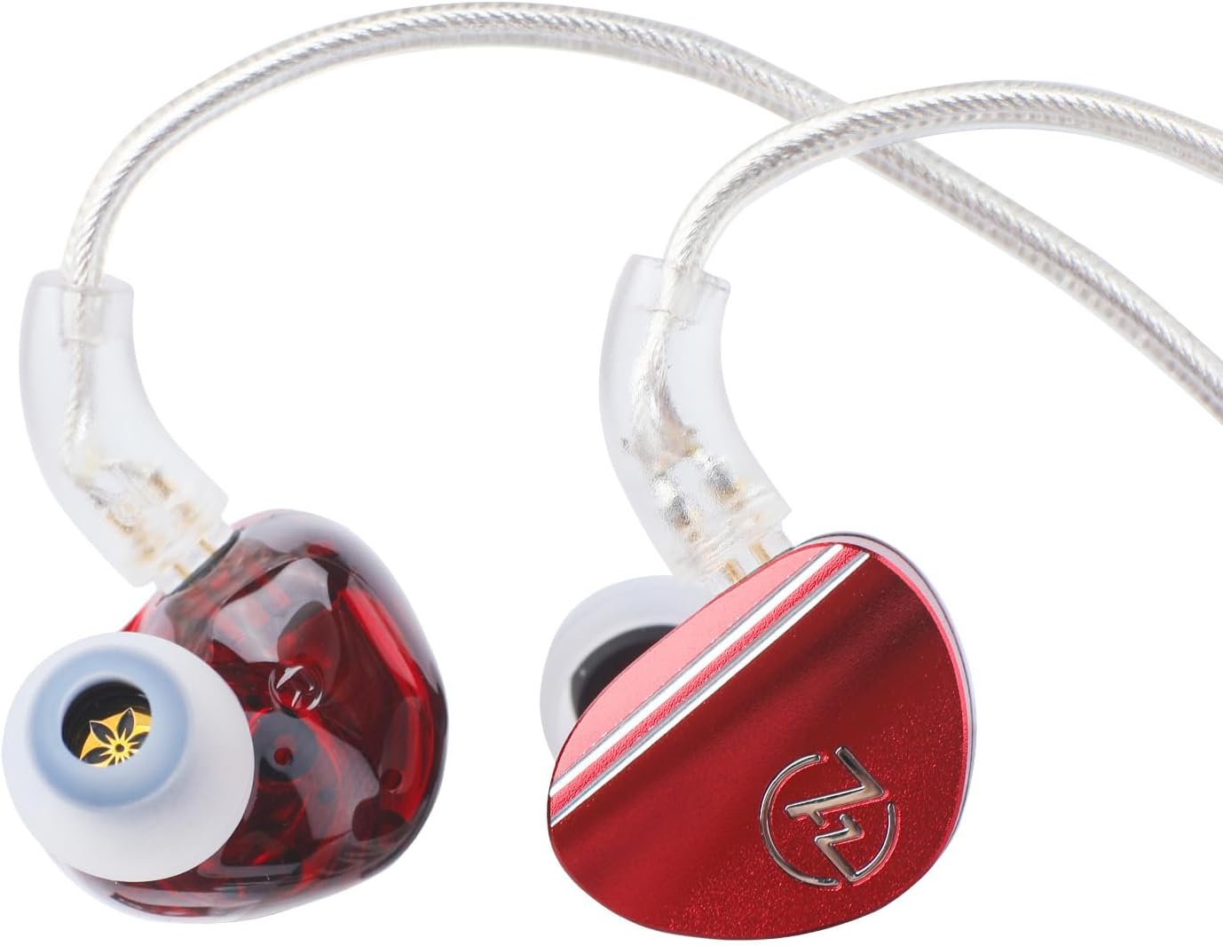 Linsoul 7HZ SONUS 1DD+1BA Dual Driver in Ear Monitor, HiFi in Ear Earphone IEM, with Detachable High-end Silver-Plated OCC Cable, Aluminum Back Cavity for Audiophile, Gaming Earbuds (Red, 3.5mm)