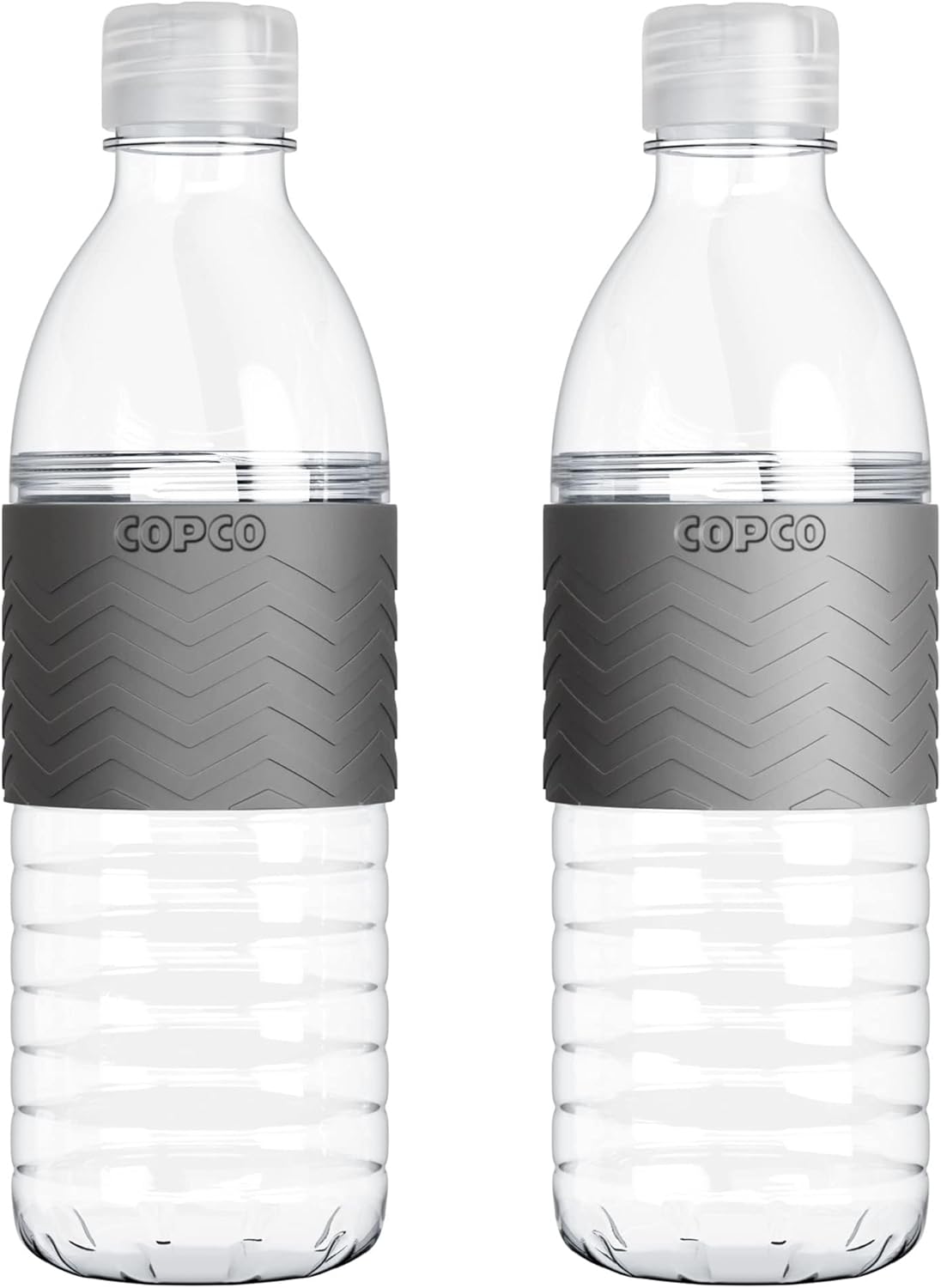 Copco Hydra Water Bottle with Spill-Resistant Lid, 16.9 oz (Set of 2) - Reusable Tritan Non-Slip Sleeve, Twist-Open Body - BPA-Free, Leak-Proof, Durable & Portable for Gym, Office, School (Gray)