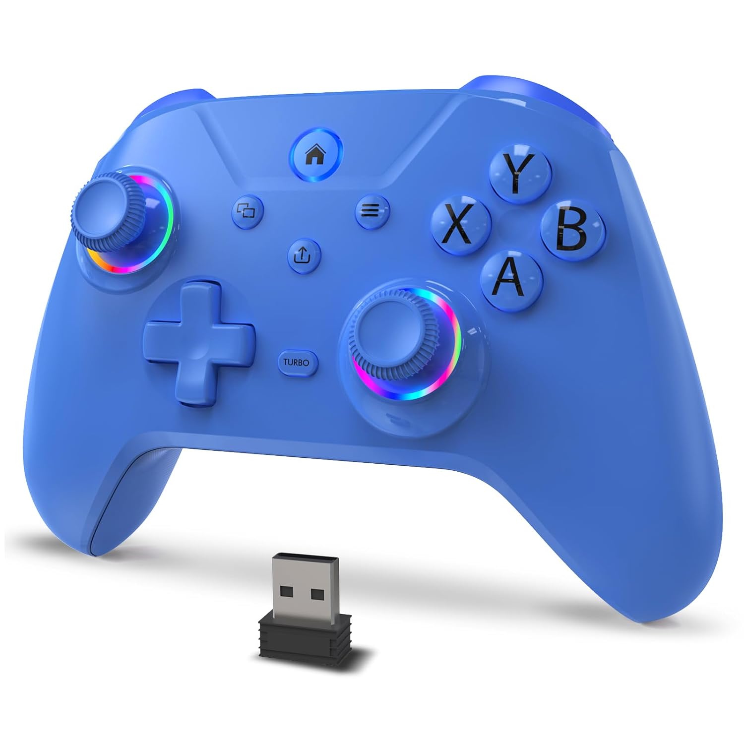 Bcofo PC Gaming Controller with 2.4G Adapter, Wireless Game Gamepad for Gamer with Turbo Function/Hall Triggers/RGB Lighting/Adjustable Vibration - No Stick Drift, No Dead Zone, for Windows/Computer/Laptop/Steam/Android TV BOX (Blue)