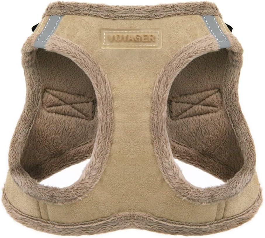 Voyager Step-In Plush Dog Harness by Best Pet Supplies - Step In Vest Harness for Small and Medium Dogs, Soft Plush, Latte, size L - Chest: 18 - 20.5"