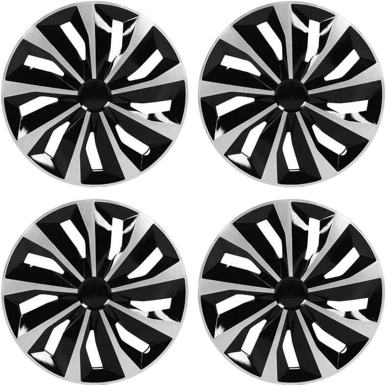 ABX Hubcap Wheel Covers Hub Caps 16 Inch Set of 4 Black & Silver Universal Wheel Rim Cover R16 Stylish Car Decor Wheel Covers for Toyota Camry Nissan Mazda (Black-A1, 16 inch)