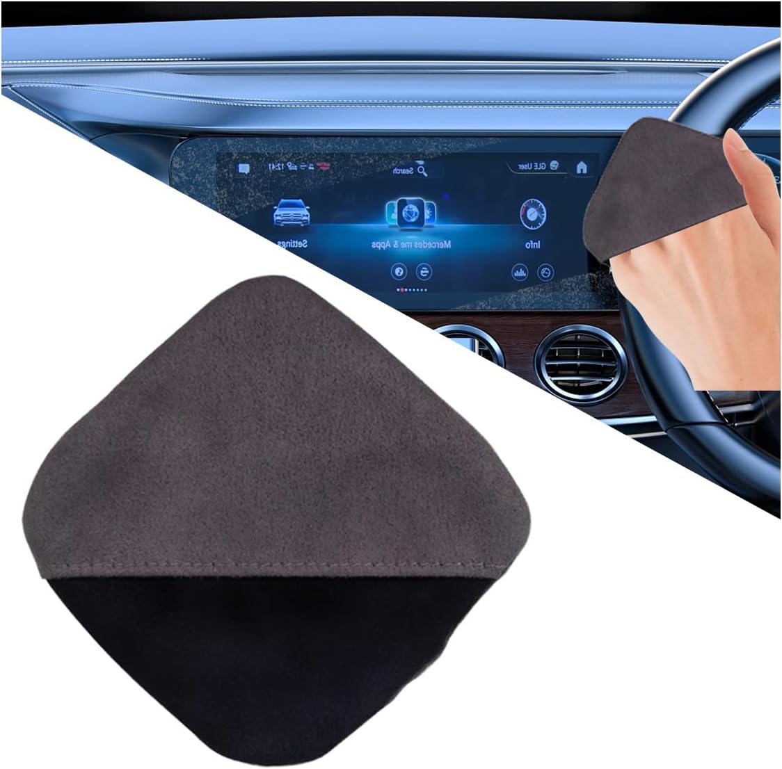Square Car Touch Screen Cleaner Cloth, Microfiber Cleaning Pad Car Cleaning Wipes, Vehicle Screen Cleaner Tool Car Interior Cleaning Cloth for Car Dashboard Display Electronic Devices (Square)