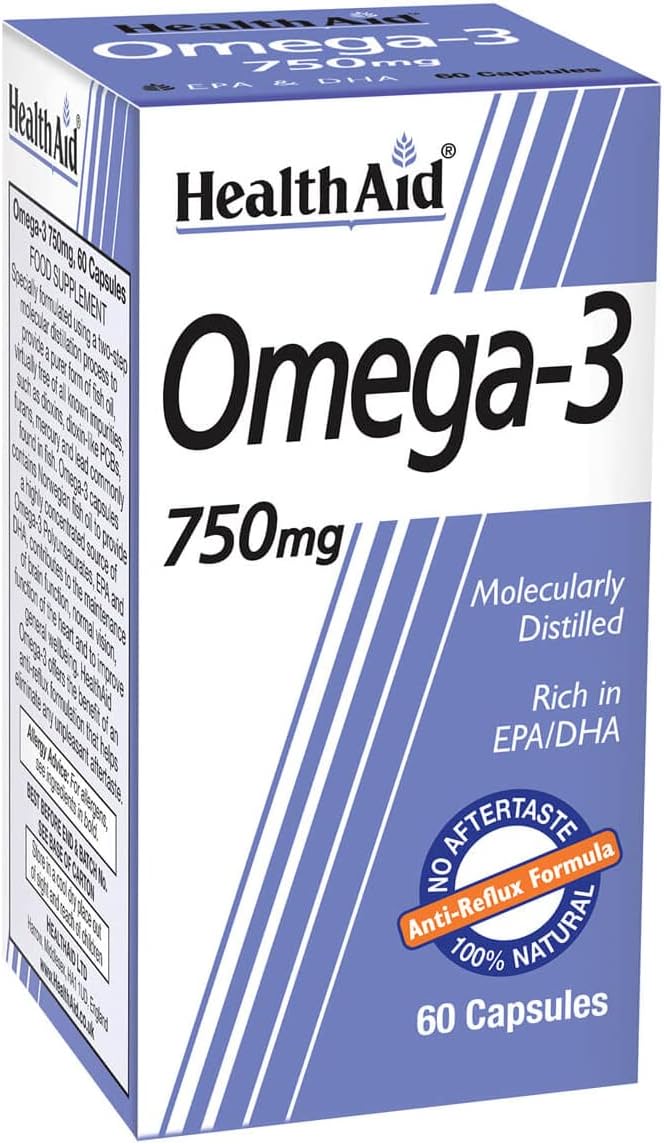 HealthAid Omega 3 750 mg - 60 Capsules, (Pack of 1)